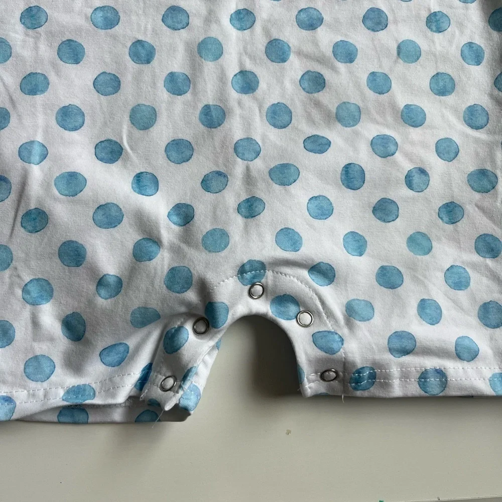 Stitchy Fish Blue Polka Dot romper